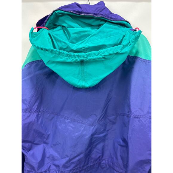 VTG Columbia Anorak 1/4‎ Zip Pullover Jacket Mens Large Purple Aqua Retro Ski - Picture 2 of 9